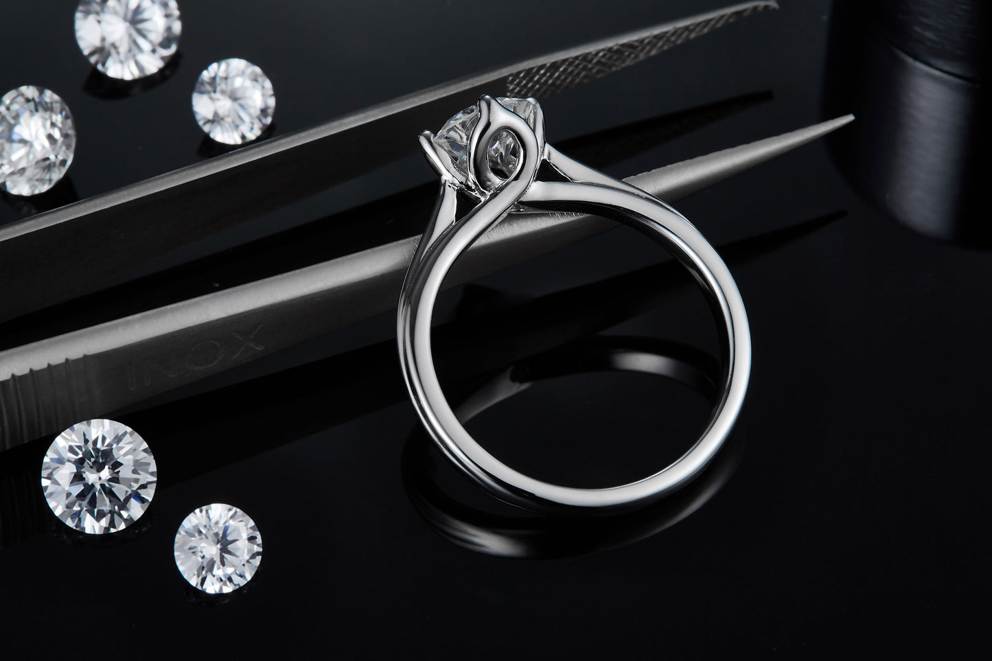 1-carat Luxury Silver Ring Set With Top-quality Moissanite D Color VVS, S925 Silver Plated Platinum