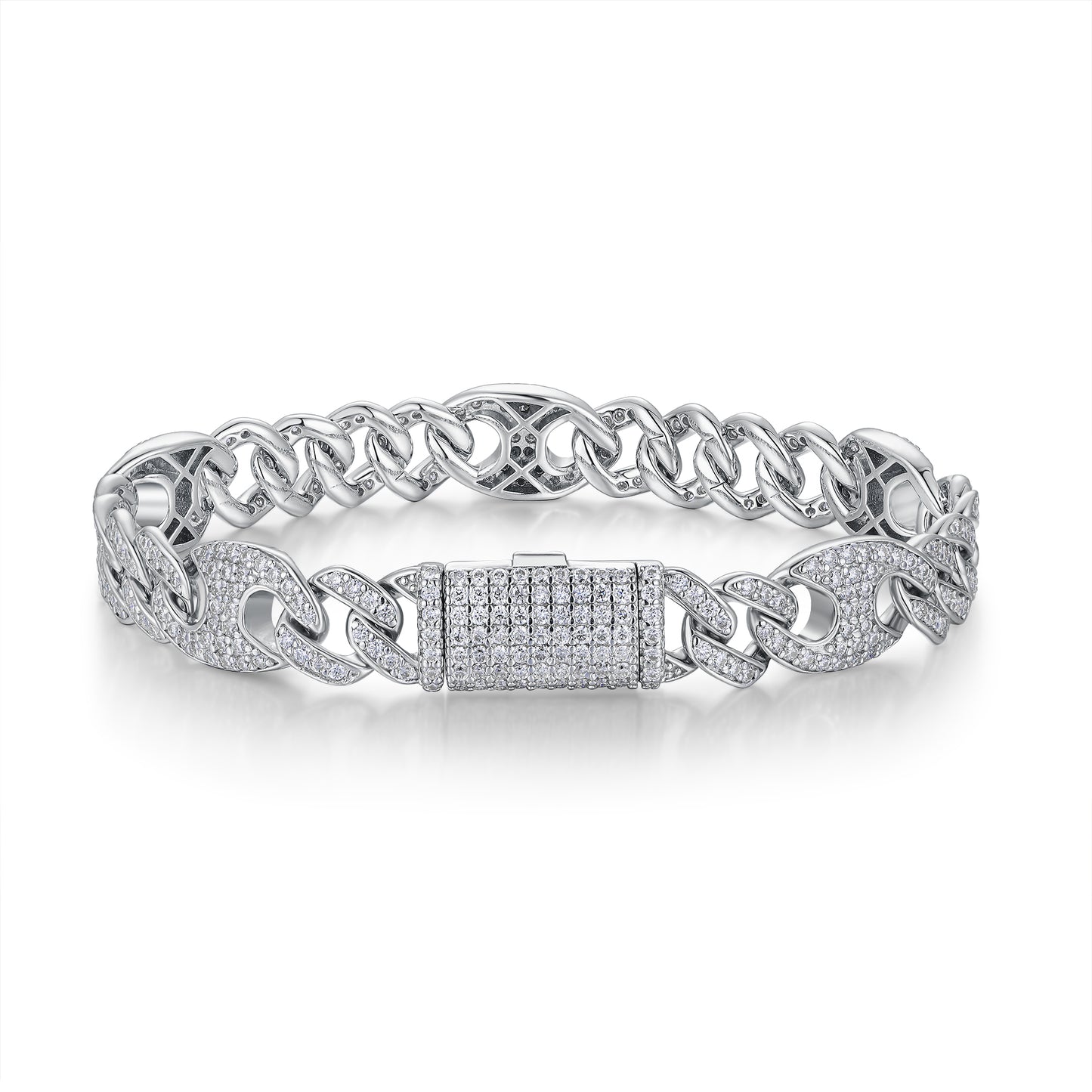 Set With Top-quality Moissanite, This Luxurious And Fashionable Light Luxury Jewelry Silver Bracelet Is Made Of S925 Silver Electroplated With Platinum