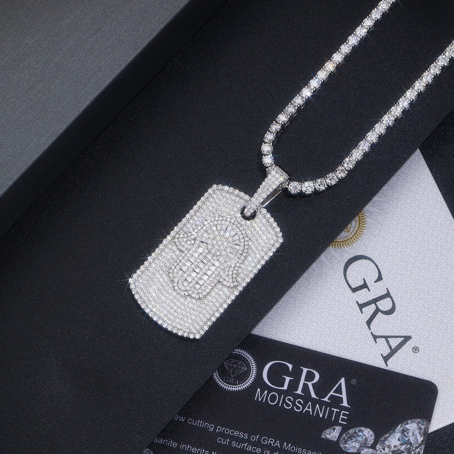 Luxury Silver Necklace Set With Top-quality Moissanite D Color VVS,  S925 Silver Electroplated With Platinum