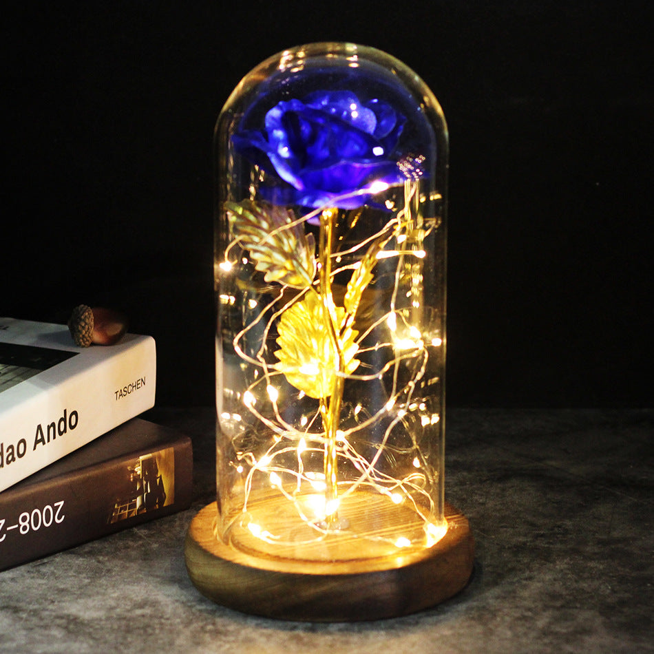 Galaxy Enchanted Rose in Glass Dome with LED Lights | Forever Flower Gift