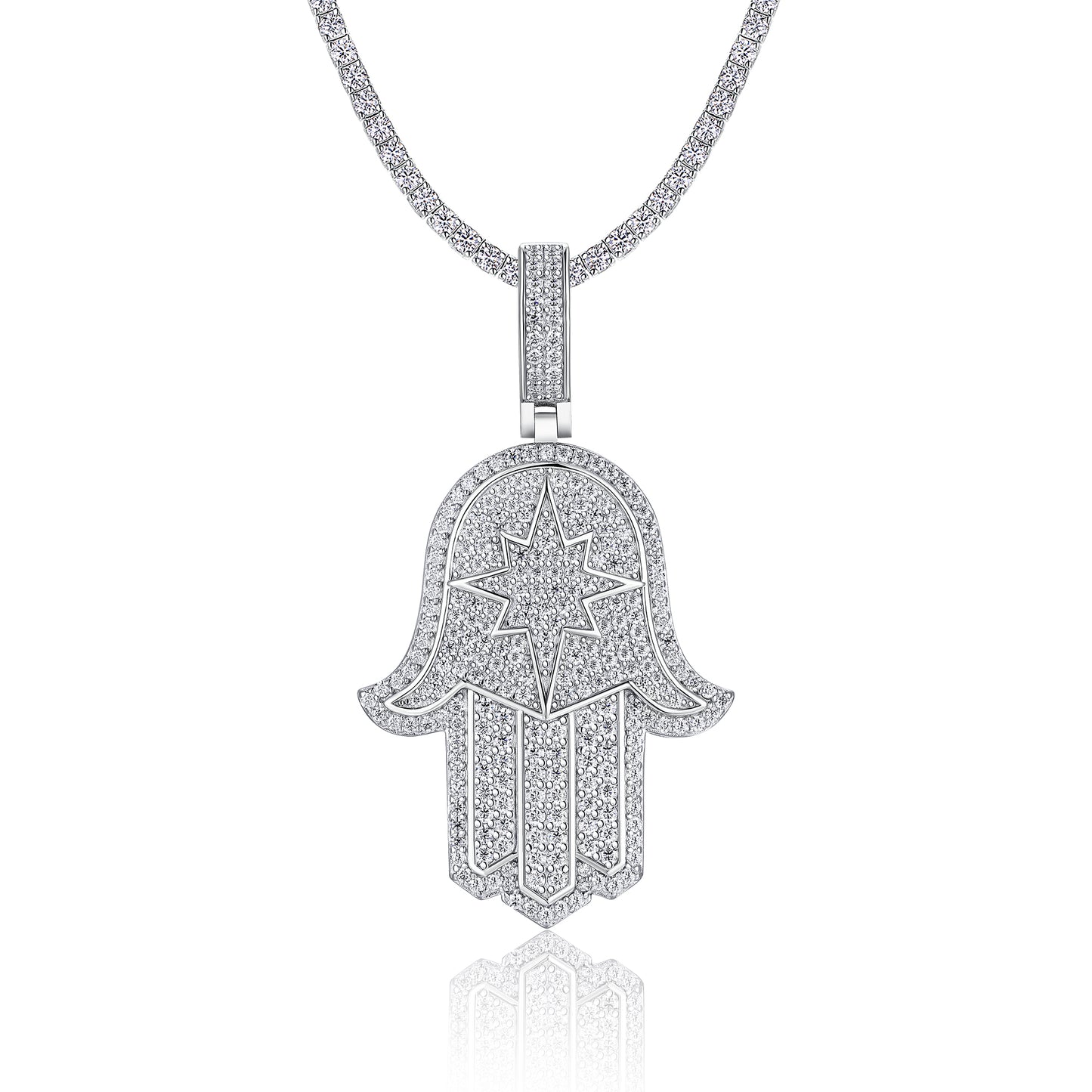 Luxury Silver Necklace Set With Top-quality Moissanite D Color VVS, S925 Silver Electroplated With Platinum
