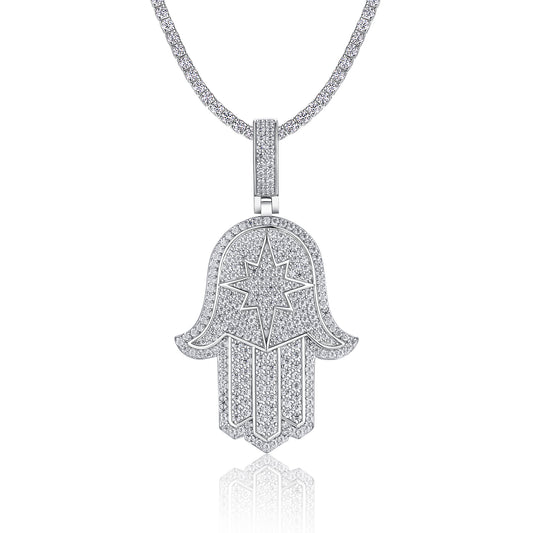 Luxury Silver Necklace Set With Top-quality Moissanite D Color VVS, S925 Silver Electroplated With Platinum