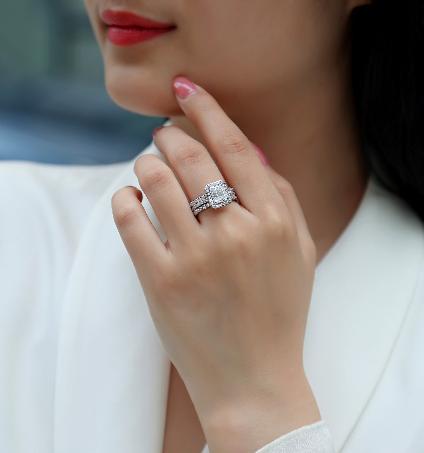 Luxury Platinum-plated S925 Silver Ring, Set With Top-quality Moissanite D Color VVS1