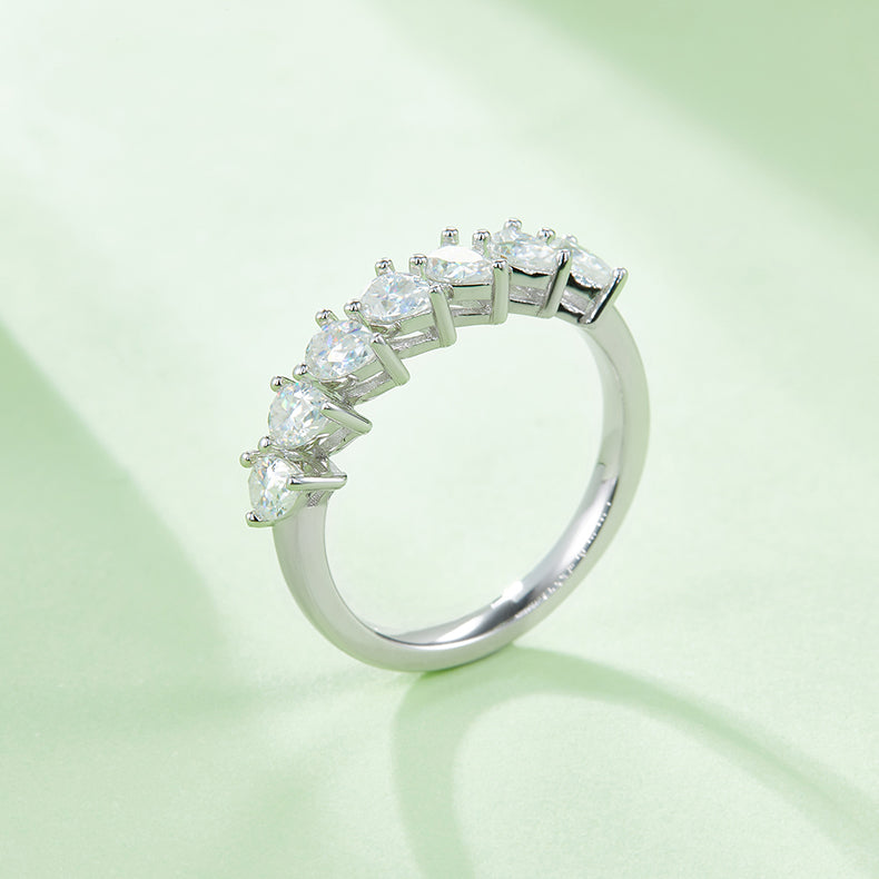 Luxury Silver Ring Set With Top-quality Moissanite, S925 Silver Plated With Platinum