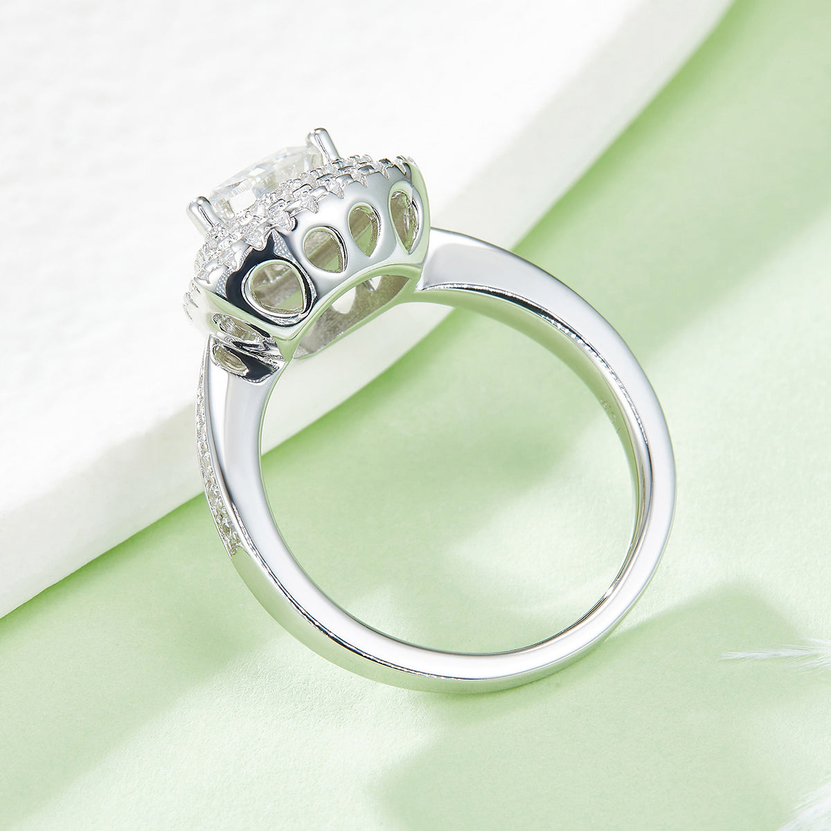 Luxury Silver Ring Triangular Moissanite Set With Top-quality Moissanite D Color VVS , S925 Silver Electroplated With Platinum