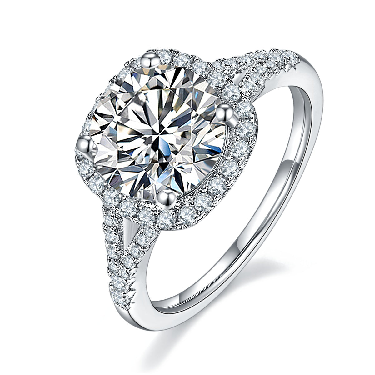3-carat Luxury Silver Ring Set With Top-quality Moissanite D Color VVS, S925 Silver Plated With Platinum