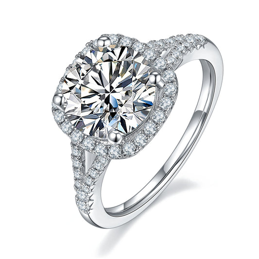 3-carat Luxury Silver Ring Set With Top-quality Moissanite D Color VVS, S925 Silver Plated With Platinum
