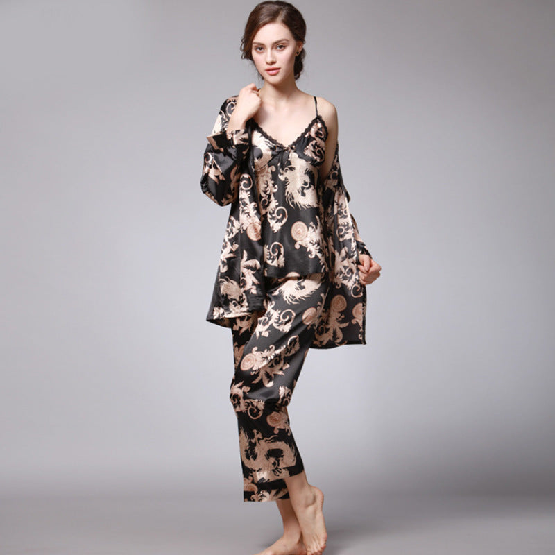 Women’s Silk Pajama Set – 3-Piece Loungewear & Sleepwear Outfit