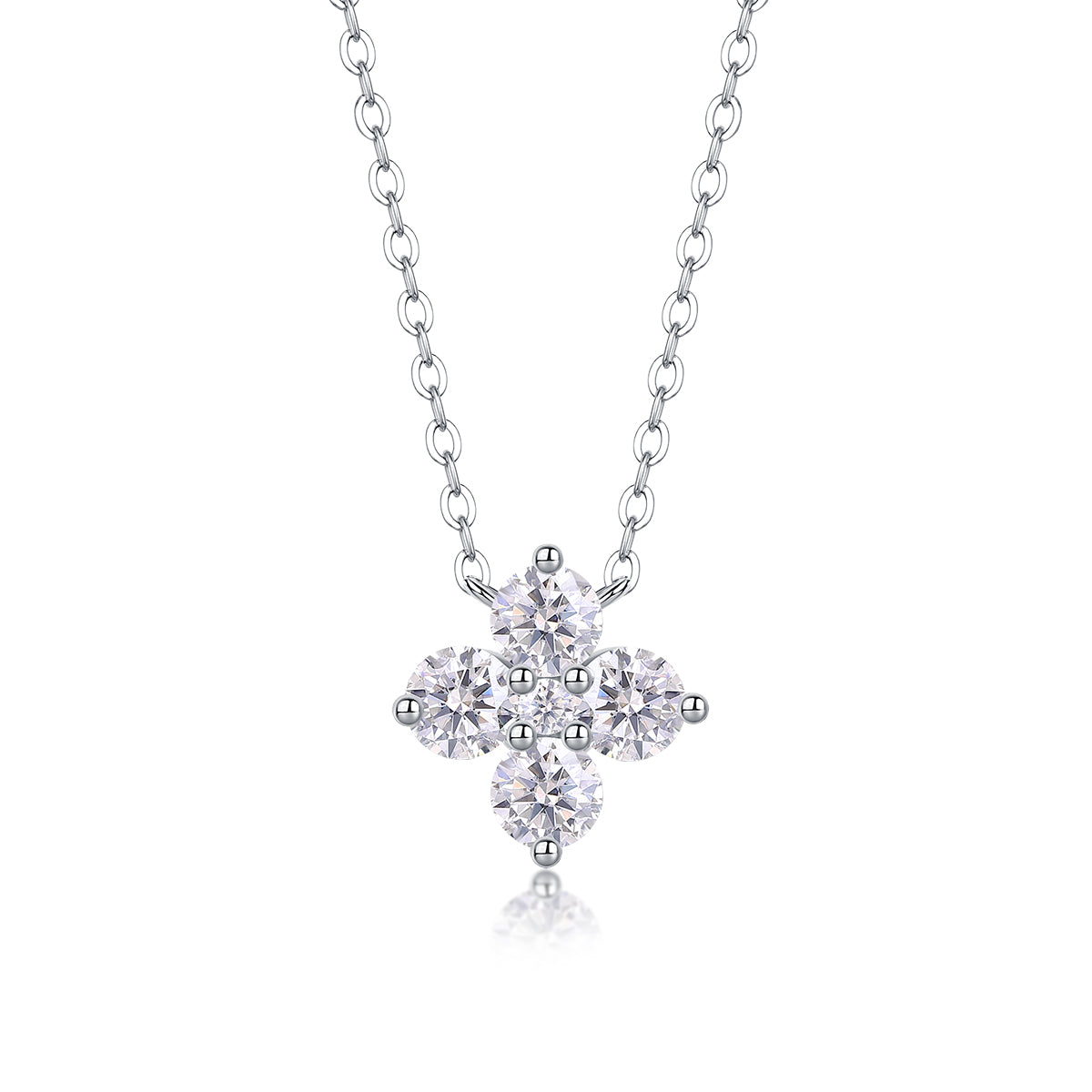 Lucky Four-Leaf Clover - Light Luxury Jewelry Pendant Necklace Set With Top-quality Moissanite, S925 Silver Plated Platinum