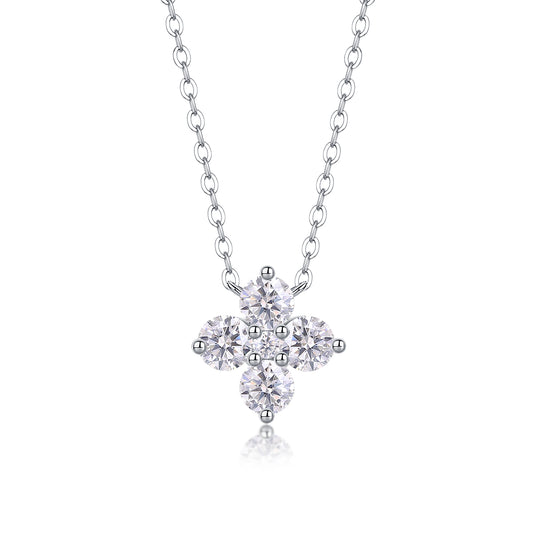 Lucky Four-Leaf Clover - Light Luxury Jewelry Pendant Necklace Set With Top-quality Moissanite, S925 Silver Plated Platinum