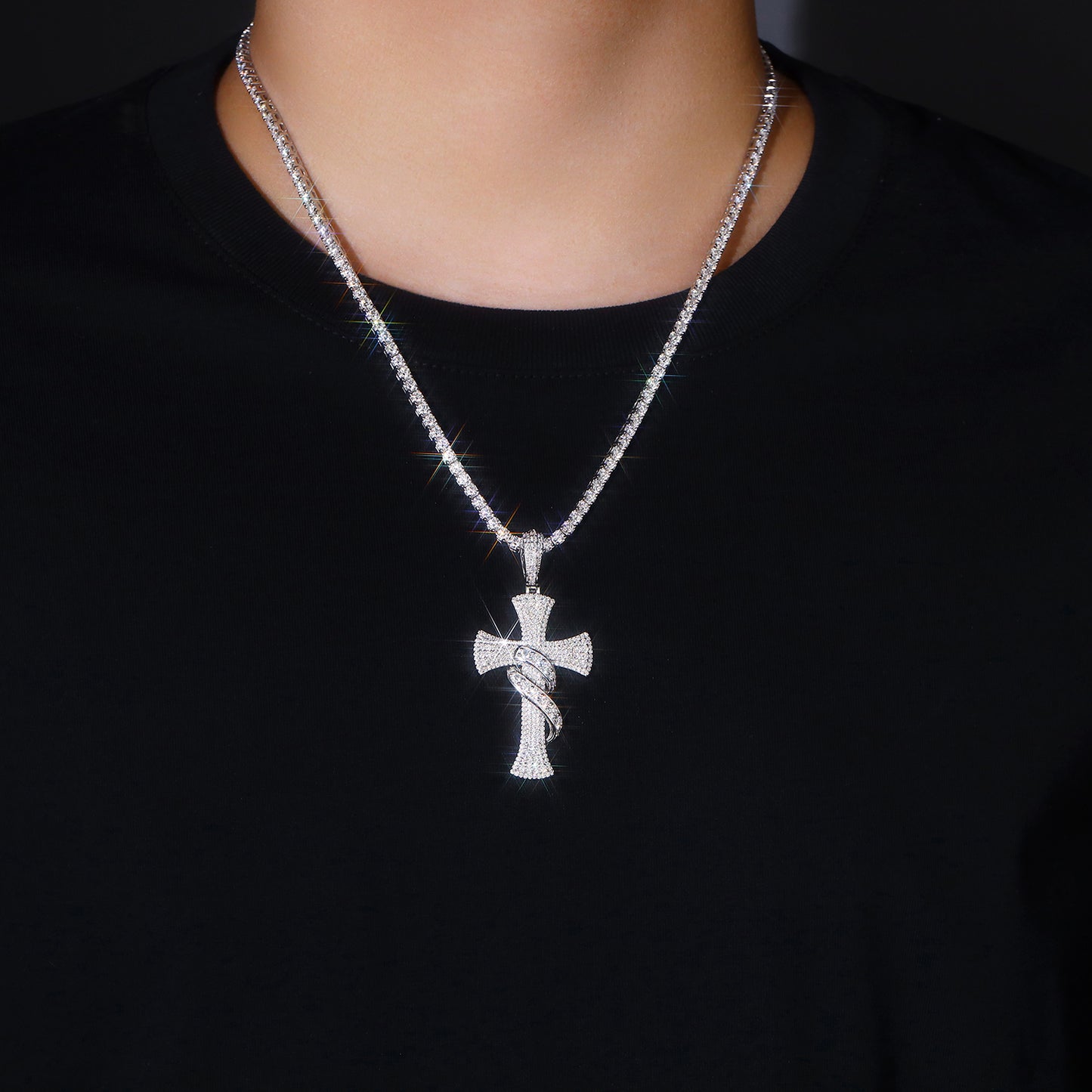 Luxury Silver Necklace Set With Top-quality Moissanite,  S925 Silver Electroplated With Platinum