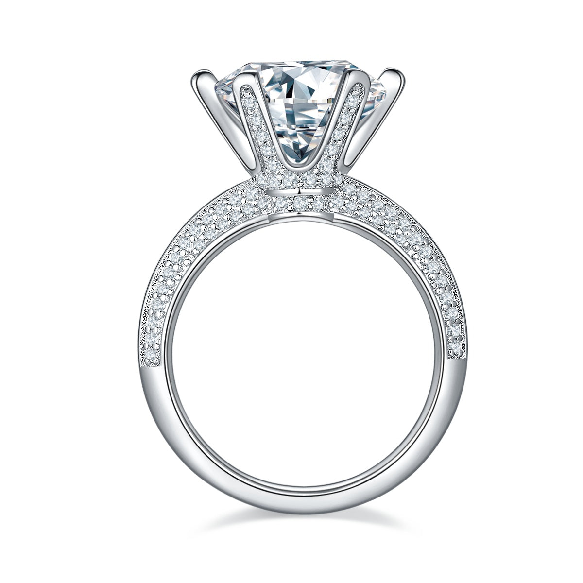 5-carat Luxury Silver Ring Set With Top-quality Moissanite D Color VVS, S925 Silver Plated With Platinum