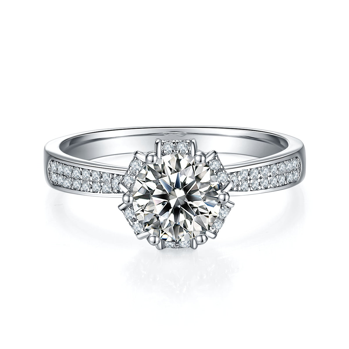 1-carat Luxury  Silver Ring Set With Top-quality Moissanite D Color VVS , S925 Silver Plated Platinum