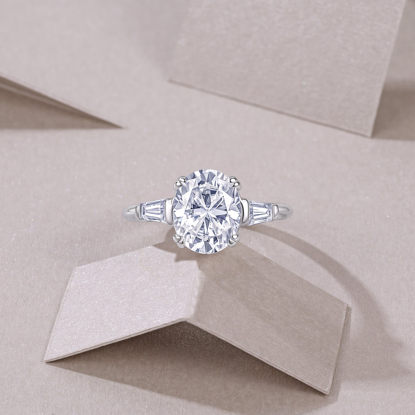 Egg-shaped Moissanite Set With Top-quality Moissanite D Color VVS , Luxury Silver Ring S925 Silver Plated With Platinum