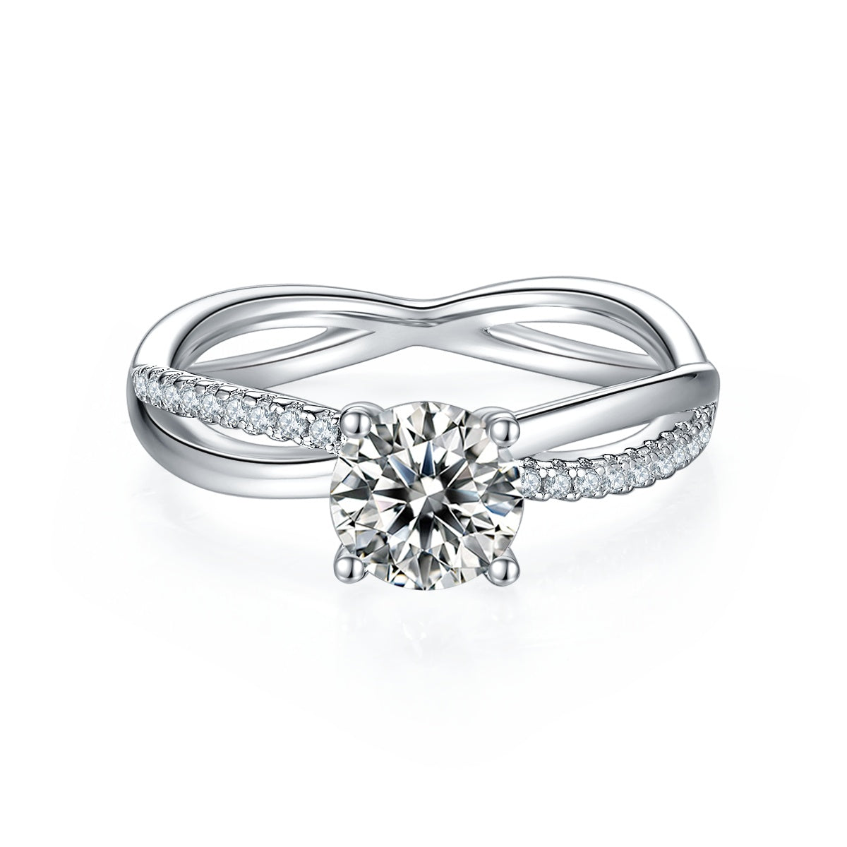 1-carat Luxury  Silver Ring Set With Top-quality Moissanite D Color VVS, S925 Silver Plated Platinum