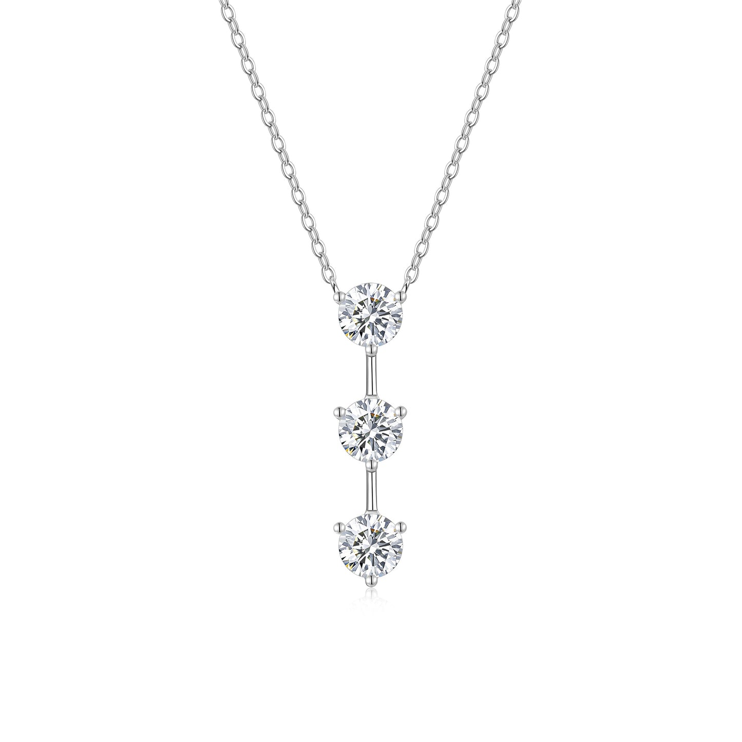 1 Carat Silver Necklace Set With Top Grade Moissanite D Color VVS , Made Of S925 Silver Plated Platinum.