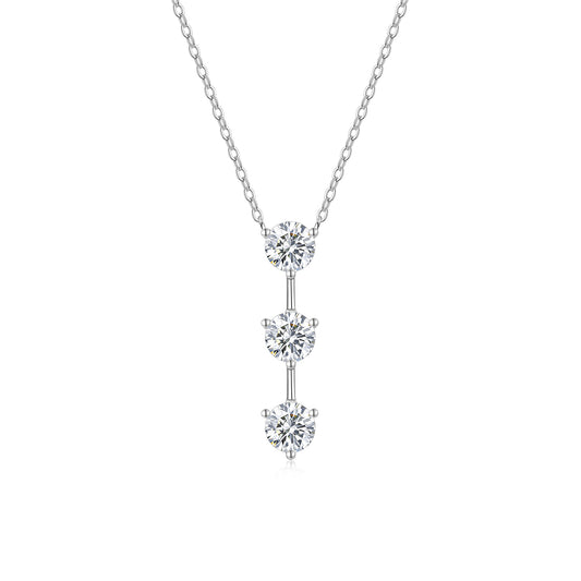 1 Carat Silver Necklace Set With Top Grade Moissanite D Color VVS , Made Of S925 Silver Plated Platinum.