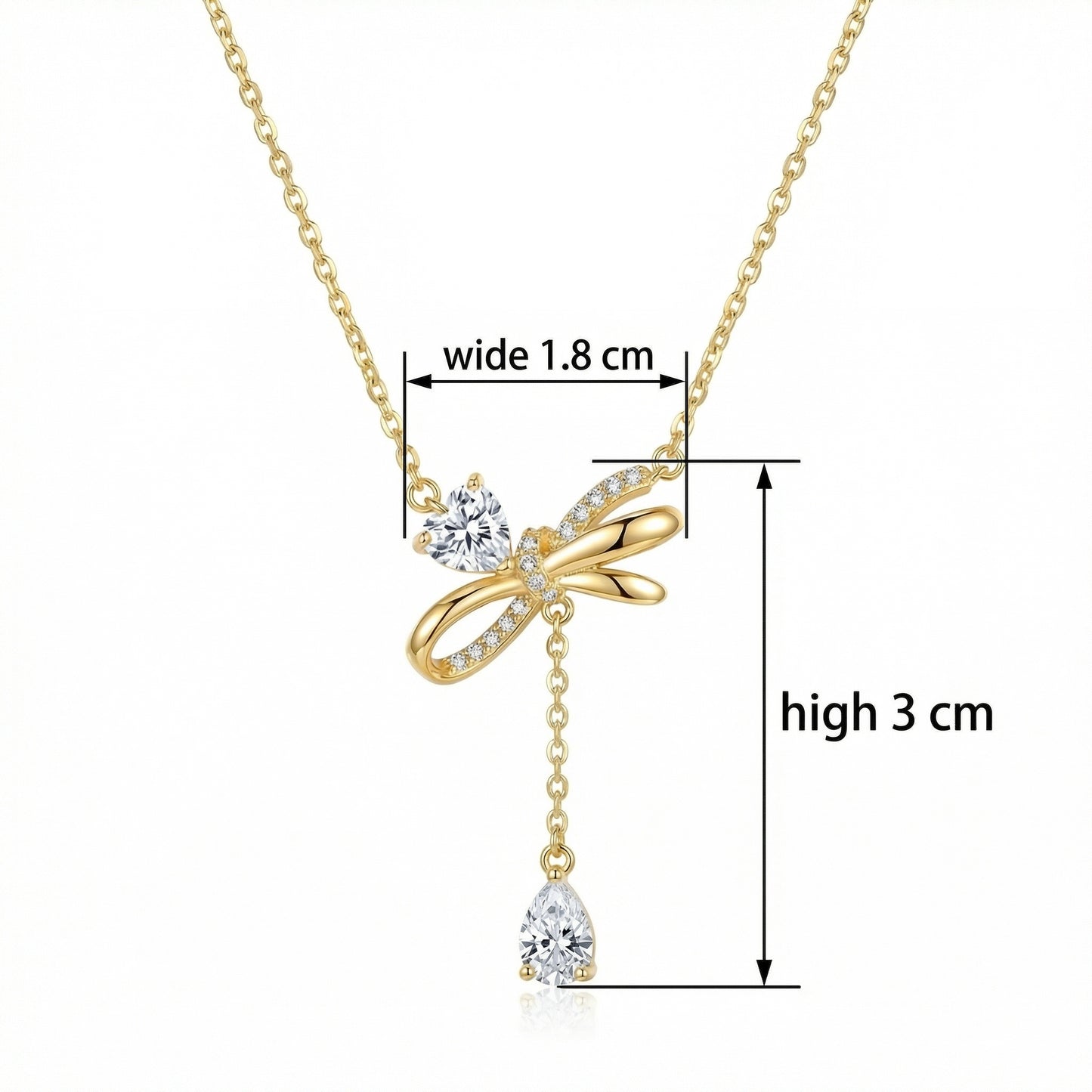 925 Sterling Silver Elegant Bowknot Necklace Featuring Heart and Pear-Cut Sparkling Stones