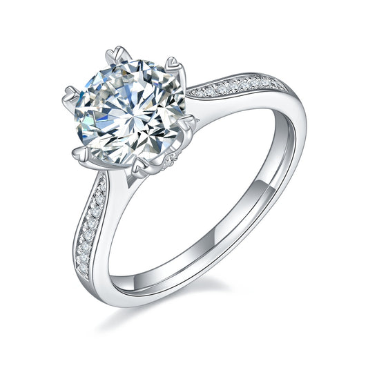 2-carat Luxury Silver Ring Set With Top-quality Moissanite D Color VVS, S925 Silver Plated With Platinum