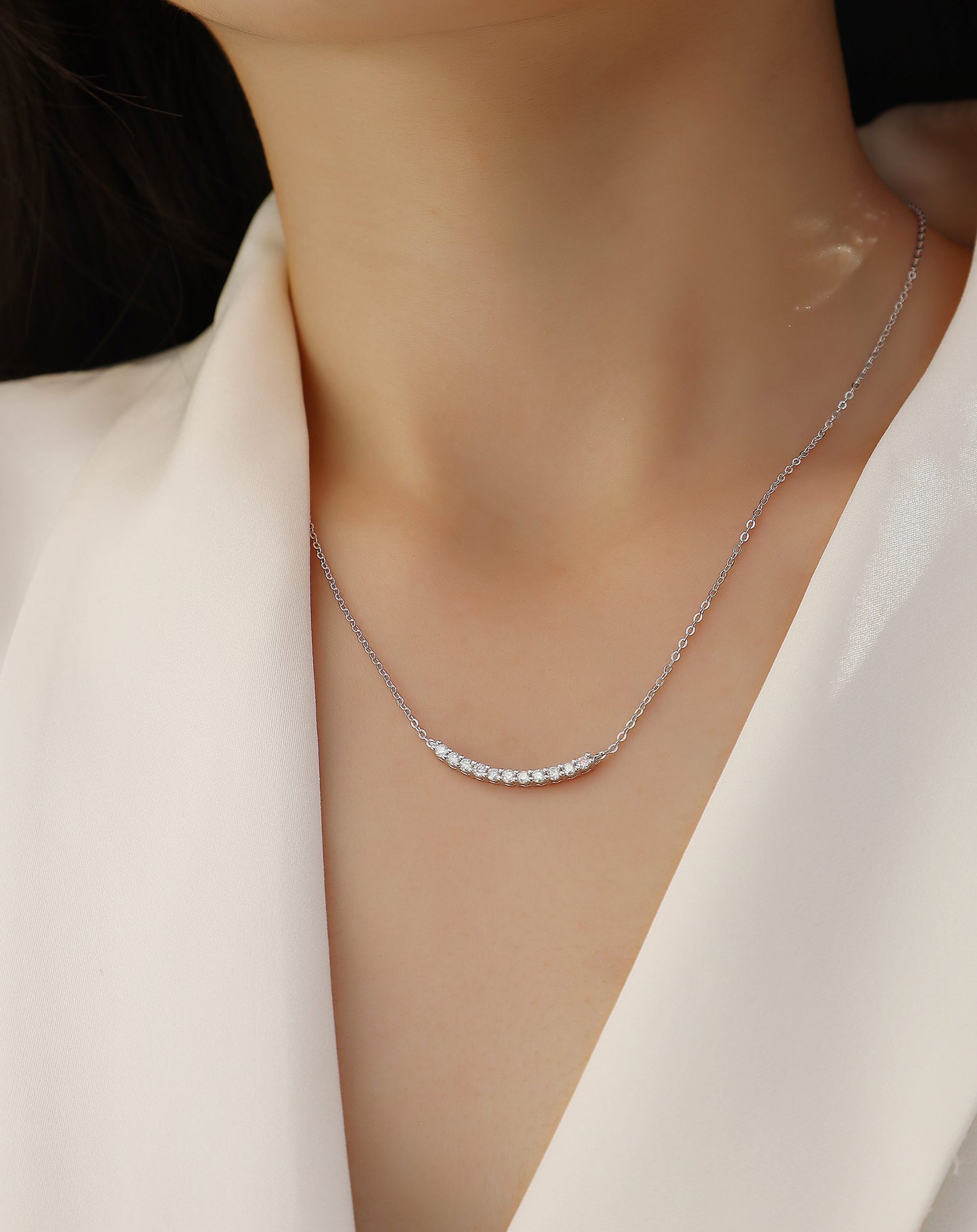 Light Luxury Moissanite Necklace – Premium S925 Silver with Platinum-Plated Finish