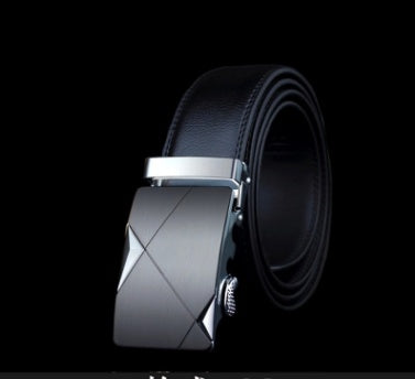Men's Genuine "Two-Layer Cowhide" Leather Ratchet Belt – Automatic Slide Buckle for Exact Fit, Business & Casual