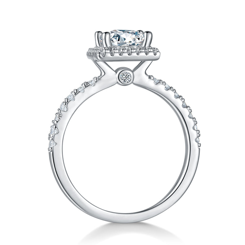 Luxury Silver Ring Square Moissanite Set With Top-quality Moissanite D Color VVS , S925 Silver Electroplated With Platinum