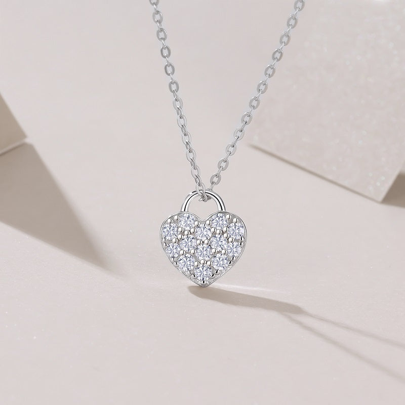 Luxury Heart Moissanite Necklace – S925 Sterling Silver Platinum Plated Pendant