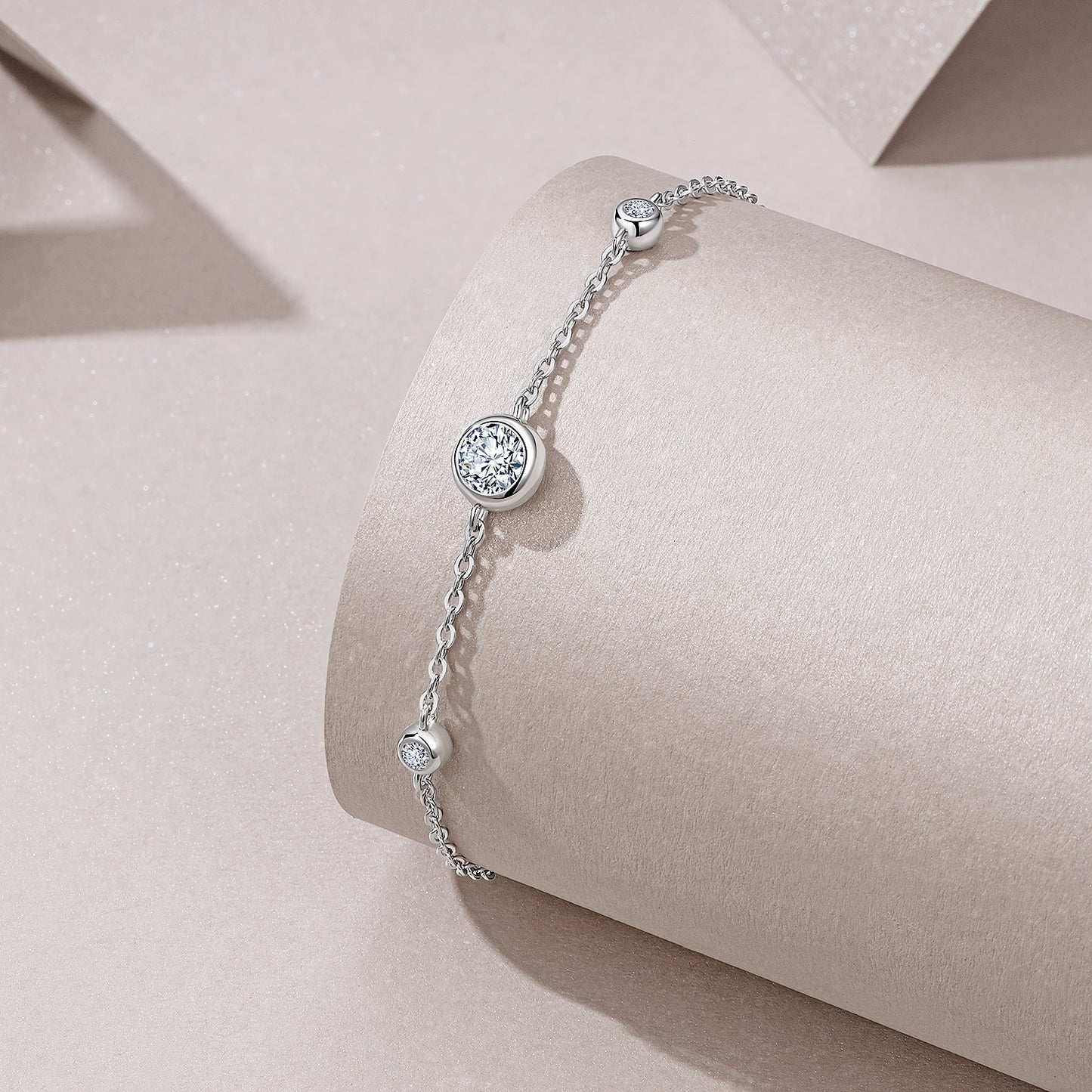 Luxury Silver Bracelet Set With Top Moissanite, S925 Silver Plated Platinum Material.