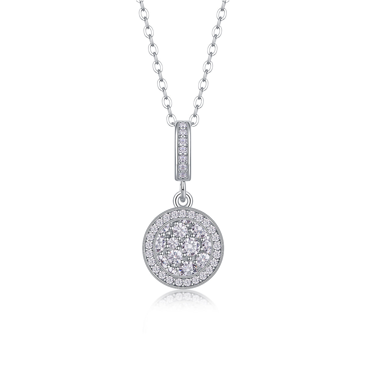 【Double Ring Combination】Luxury Moissanite Pendant Necklace – S925 Sterling Silver, Platinum-Plated