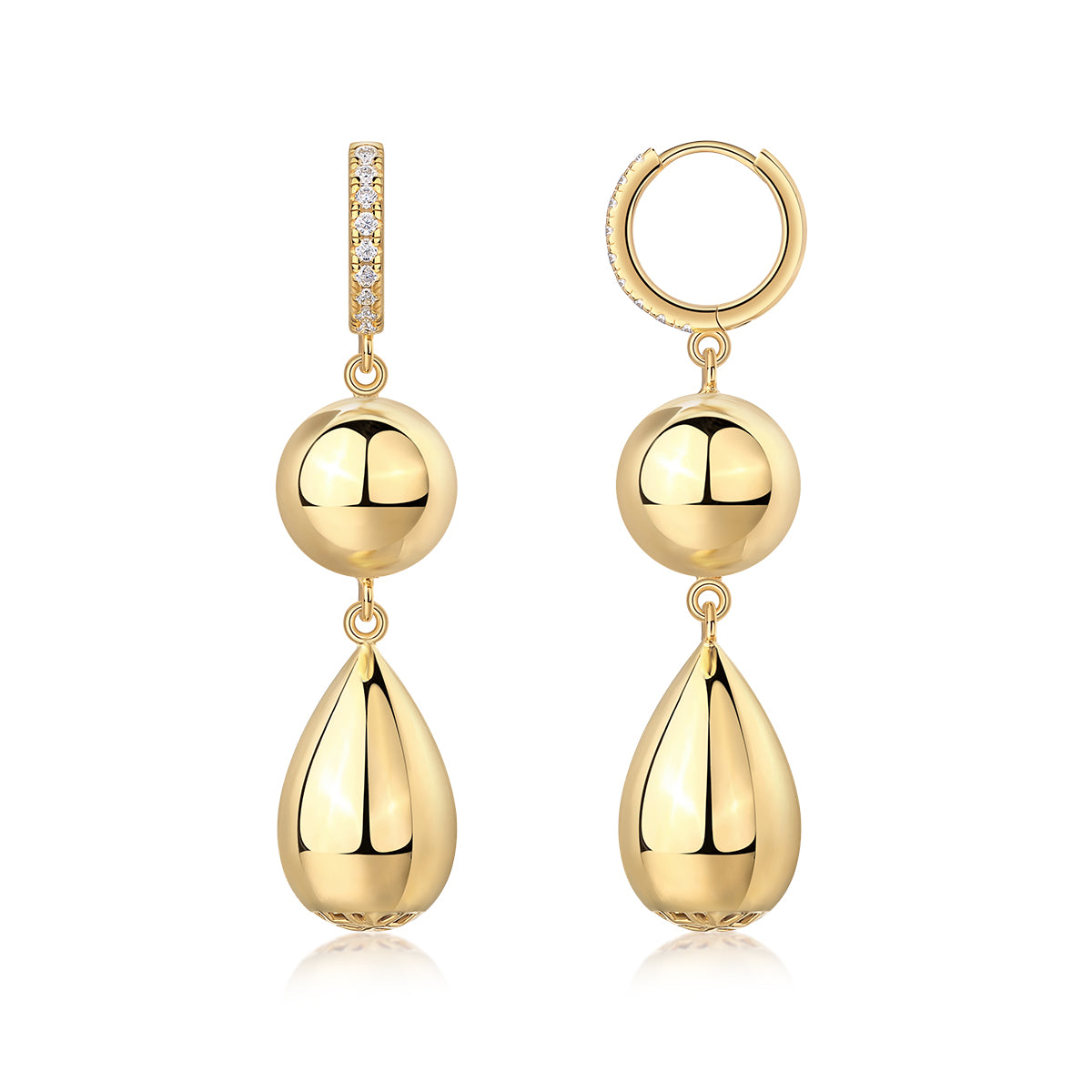 Gourd - Top-quality Moissanite Luxury Silver Stud Earrings S925 Silver Electroplated Gold