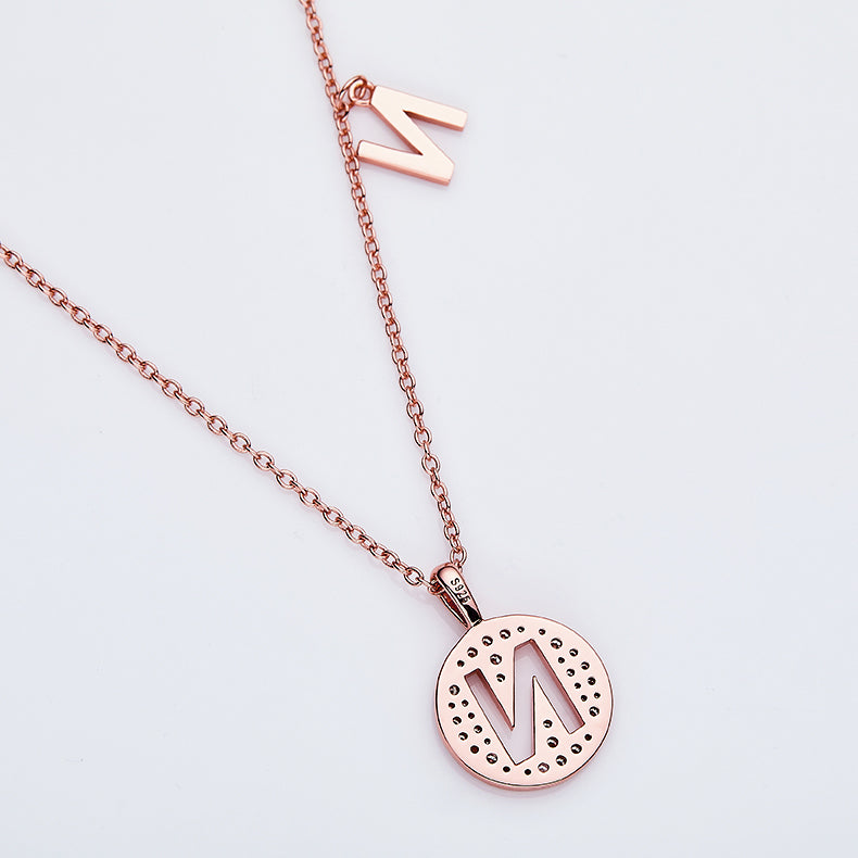 Luxury Initial Letter Necklace Pendant – N , S925 Silver Rose Gold Plated with Top-Quality Brilliant Moissanite