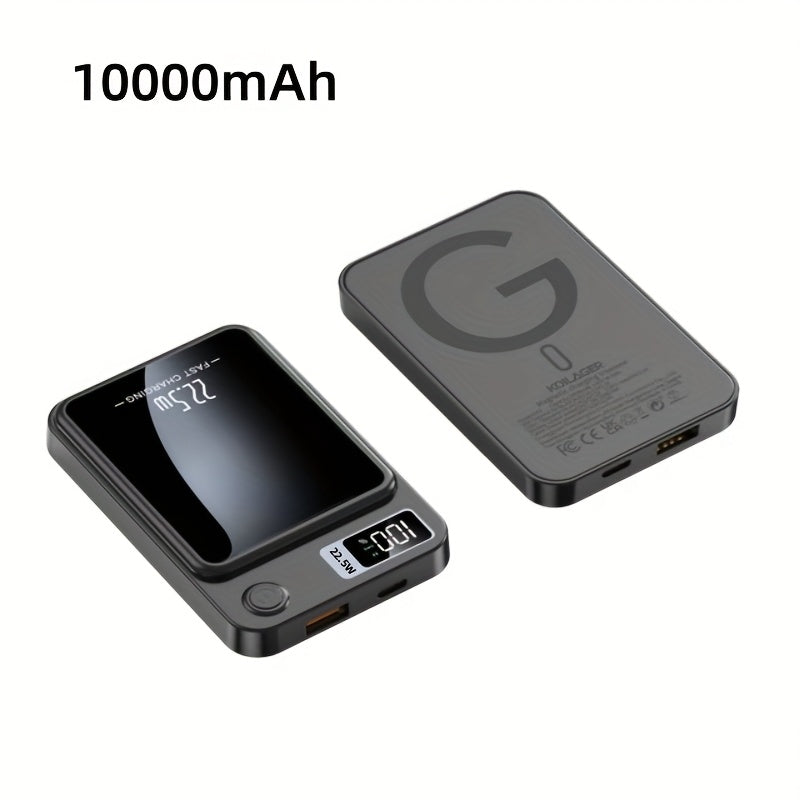 Ultra-Thin Magnetic Wireless Power Bank 10000mAh – 22.5W Super Fast Charging, PD 20W, 15W Wireless, LED Display, USB-C & Dual USB