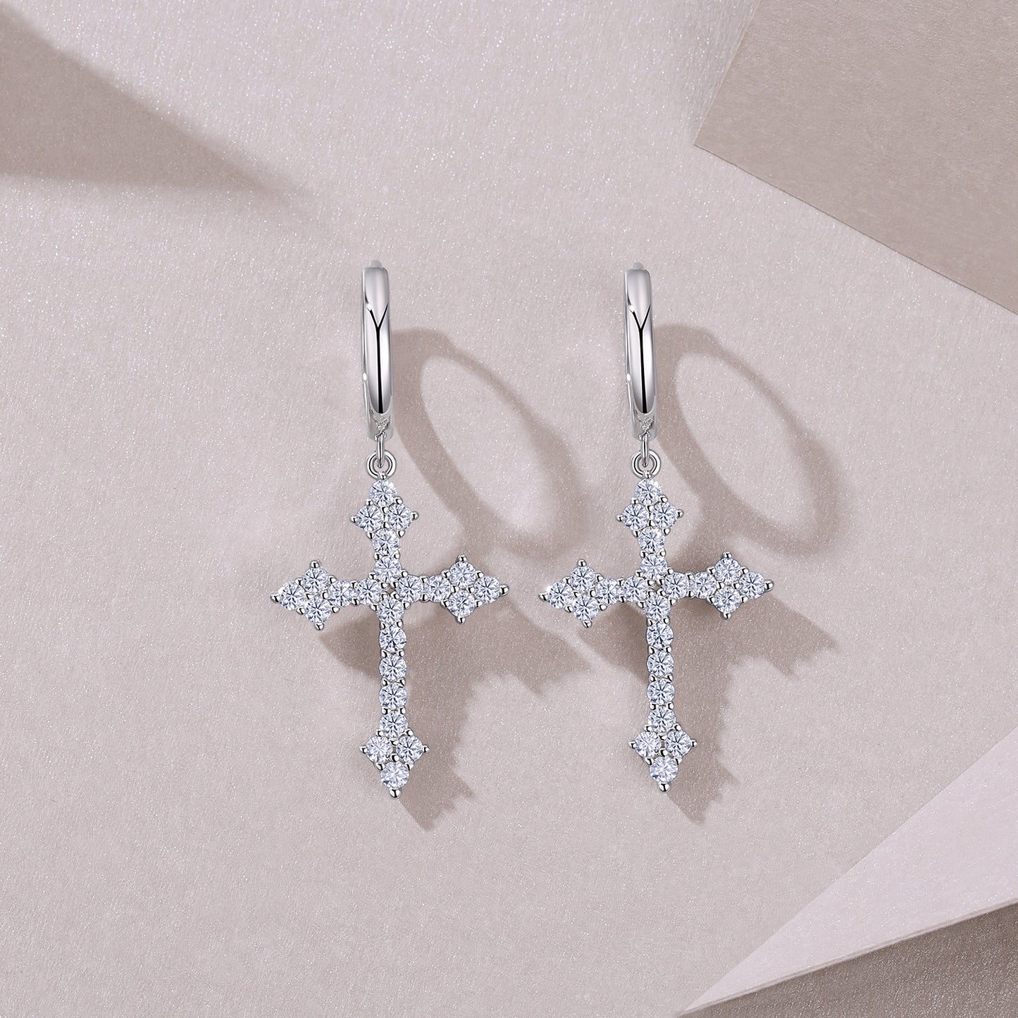 Luxury Silver Stud Earrings, S925 Silver Plated Platinum Set With Top-quality Moissanite