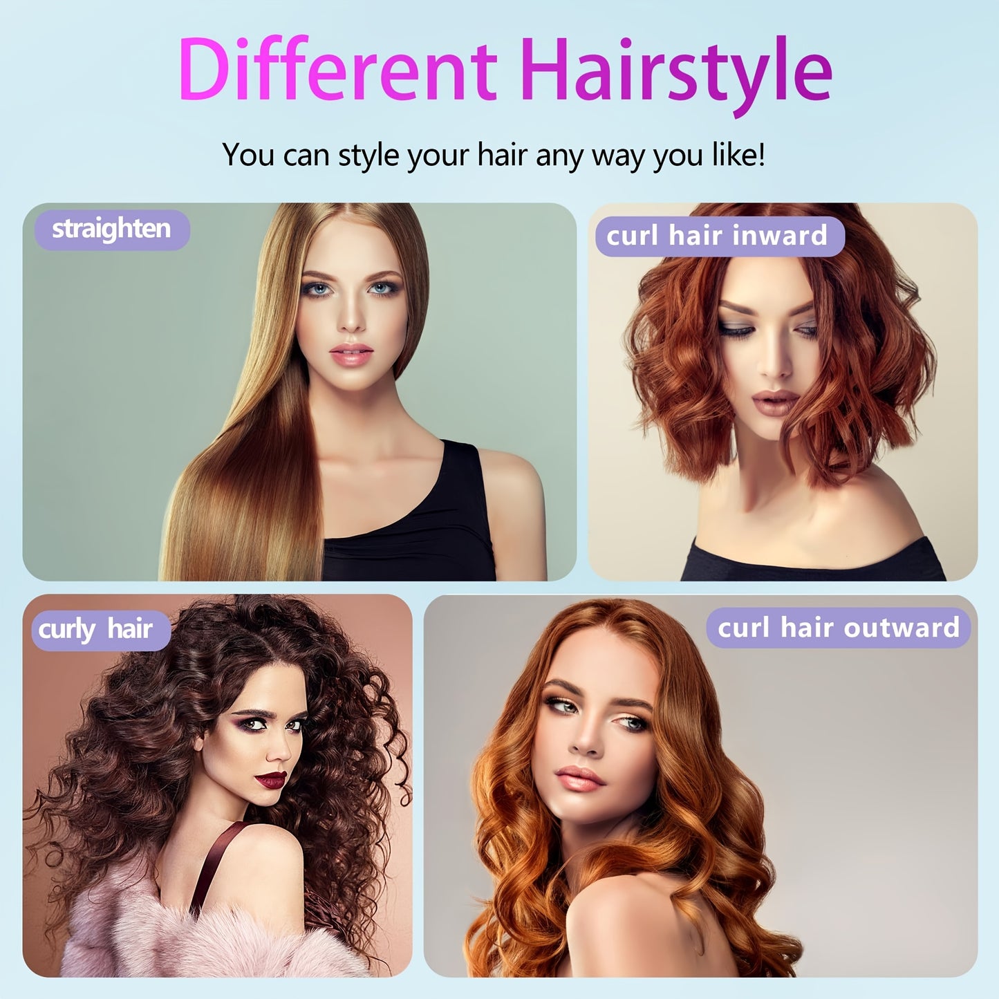 Cordless Hair Straightener Brush: Rapid Heating, USB Rechargeable Hot Comb for Women