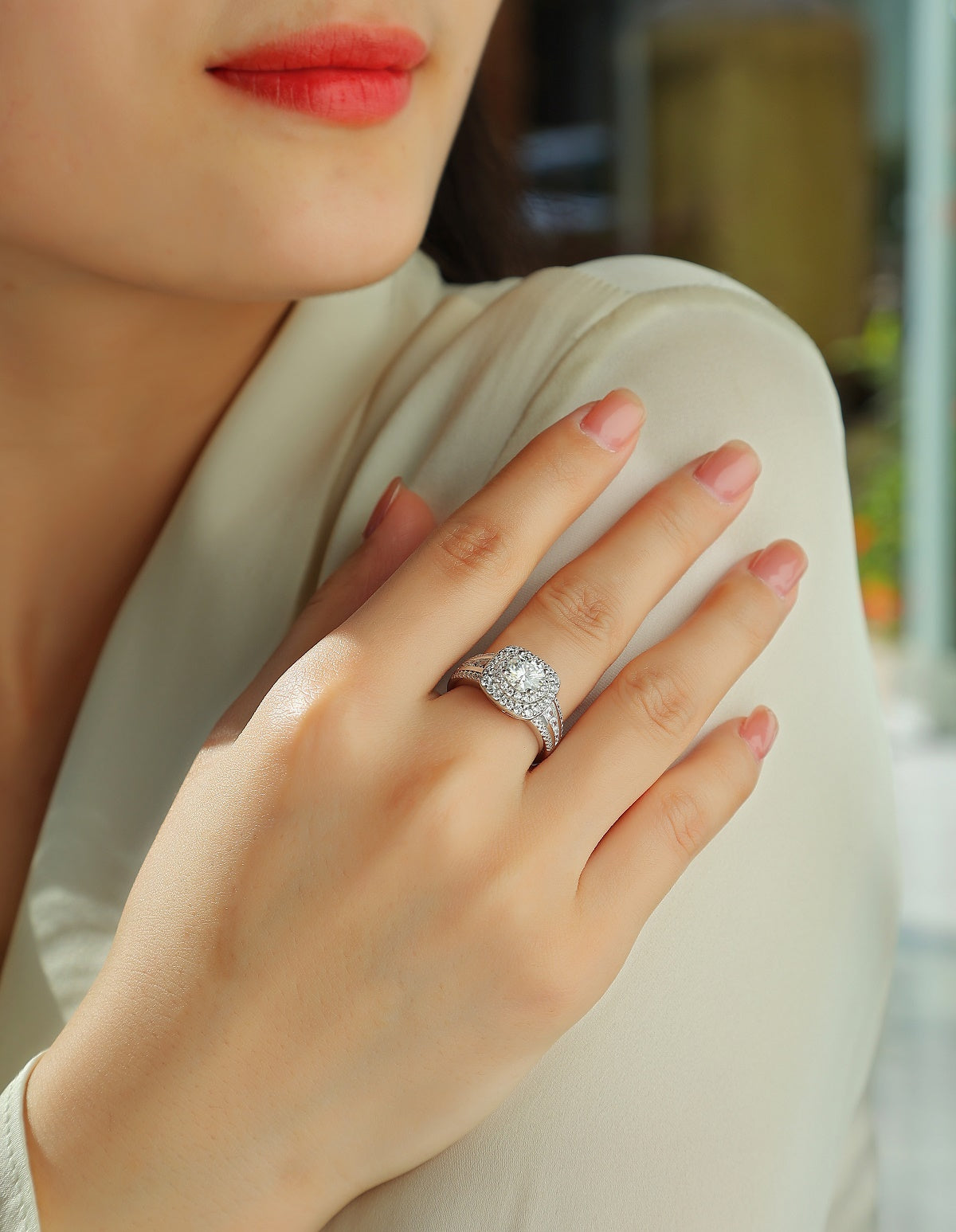 Starry Sky Crown - Luxury Silver Ring Set With Top-quality 1-carat Moissanite D Color VVS,  S925 Silver And Platinum-plated Diamond Ring