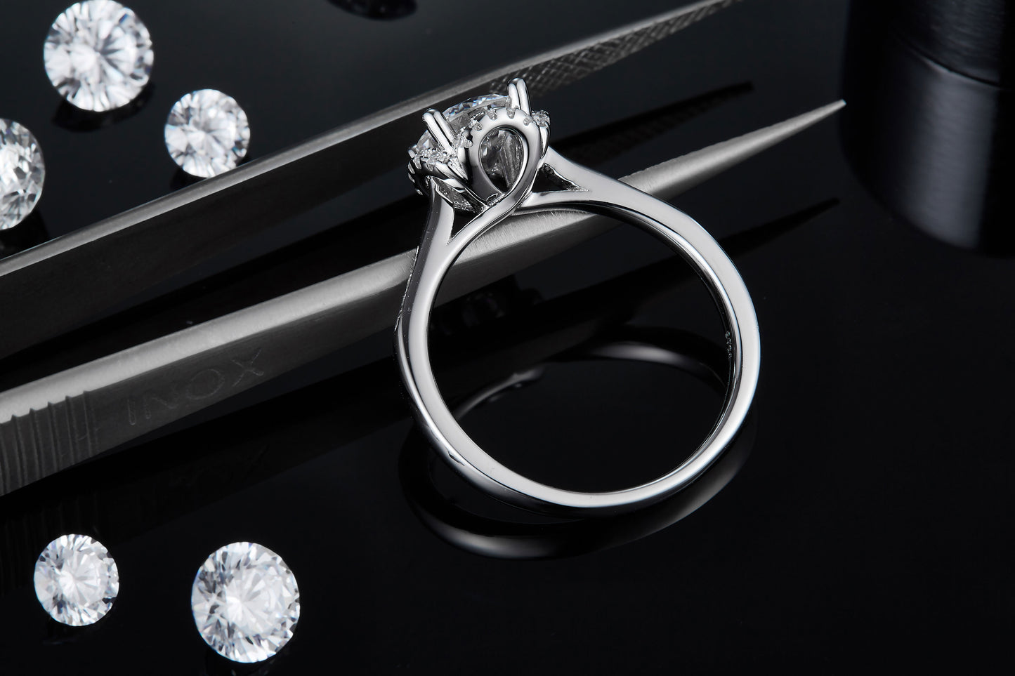 1-carat Luxury Silver Ring Set With Top-quality Moissanite D Color VVS , S925 Silver Plated Platinum