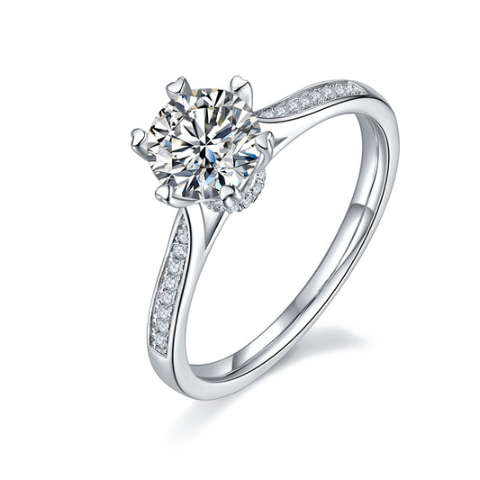 1-carat Luxury Silver Ring Set With Top-quality Moissanite D Color VVS , S925 Silver Plated Platinum