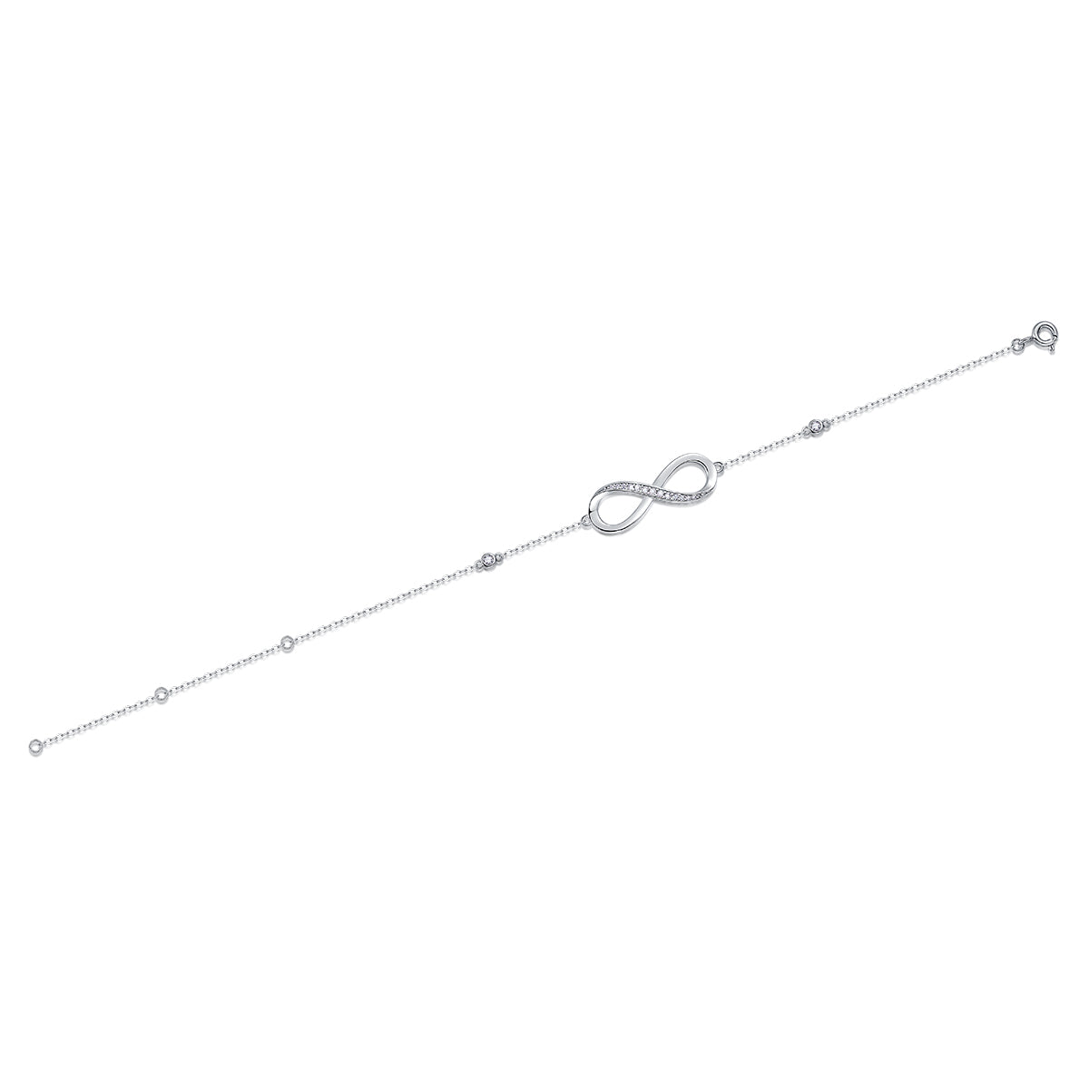 Timeless Top-quality Moissanite Infinity Bracelet in Platinum-Plated S925 Silver