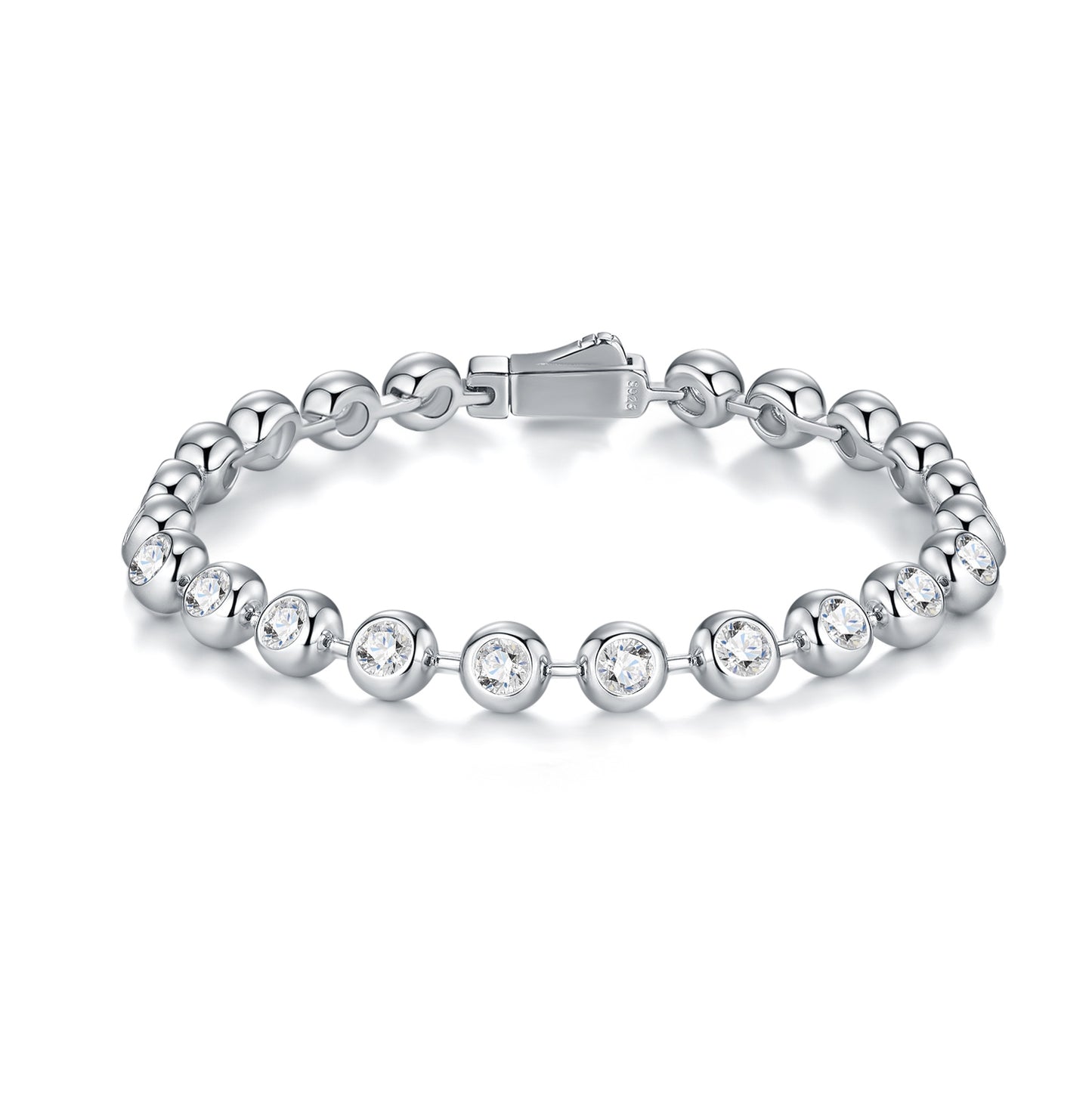 Luxury Silver Bracelet Set With Top-quality Moissanite, Made Of S925 Silver-plated Platinum Material.