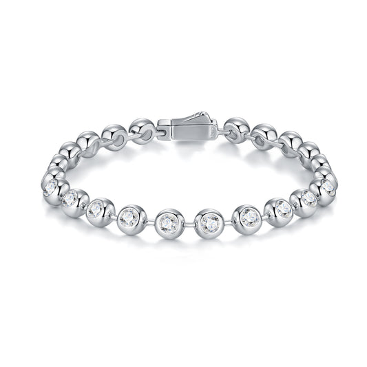 Luxury Silver Bracelet Set With Top-quality Moissanite, Made Of S925 Silver-plated Platinum Material.