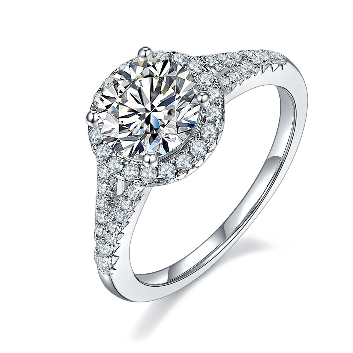 1.5-carat Luxury Silver Ring Set With Top-quality Moissanite D Color VVS , S925 Silver-plated Platinum