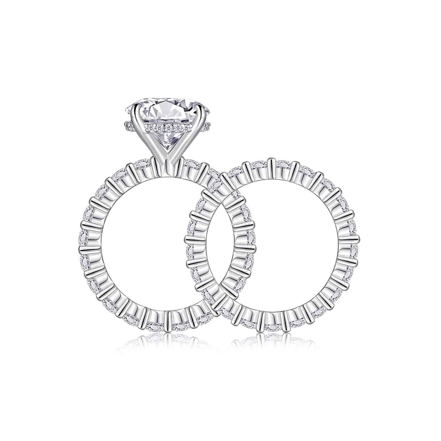 Time Vow - Luxury Silver Ring Set With Top-quality 5-carat Moissanite D Color VVS , S925 Silver And Platinum-plated
