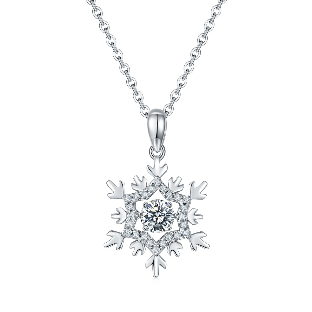 Luxury Moissanite Snowflake Necklace – S925 Sterling Silver, Platinum Electroplated – Top-Quality D Color VVS1 Certified Dancing Stone Pendant