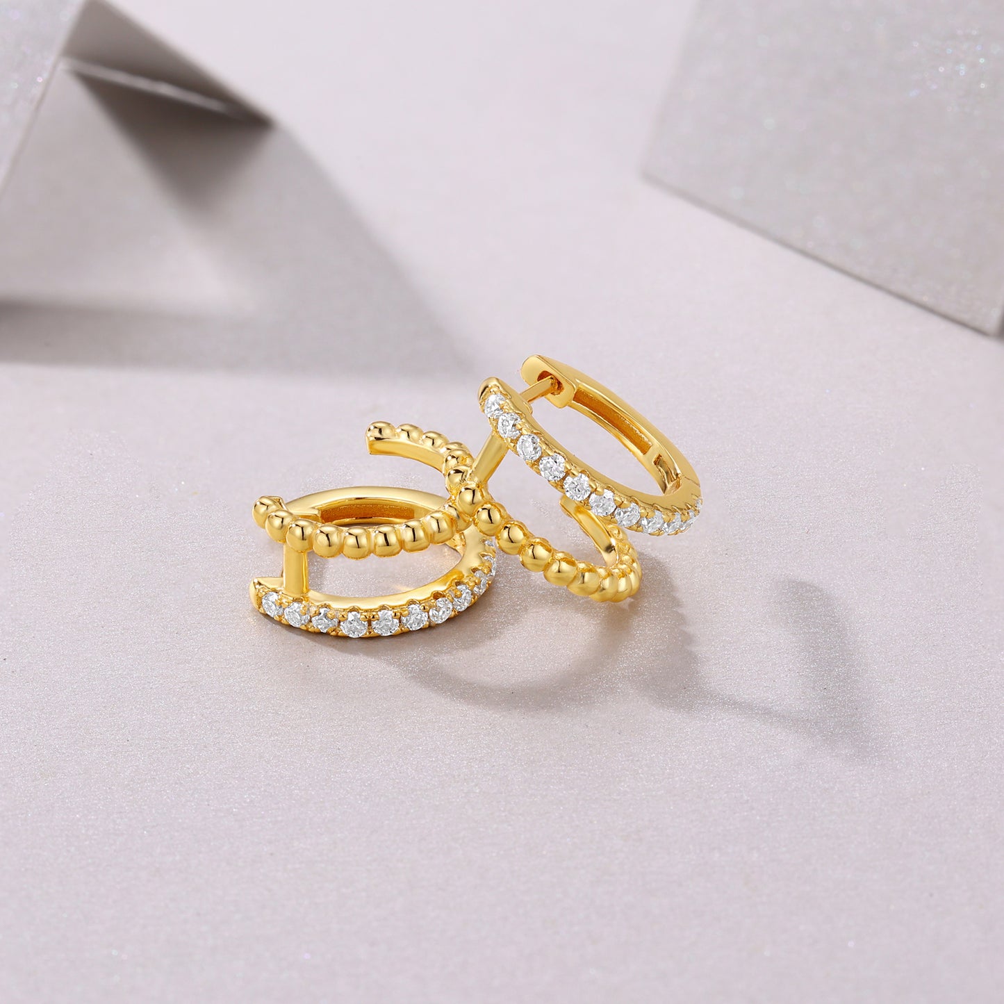 Light Ball - Set With Top-quality Moissanite Luxury Silver Stud Earrings, S925 Silver Electroplated With Gold