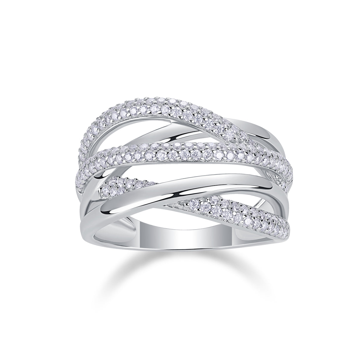 Brilliant Interweaving - Moissanite Ring – S925 Sterling Silver, Platinum-Plated