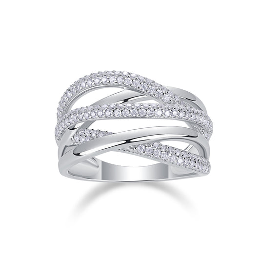 Brilliant Interweaving - Moissanite Ring – S925 Sterling Silver, Platinum-Plated