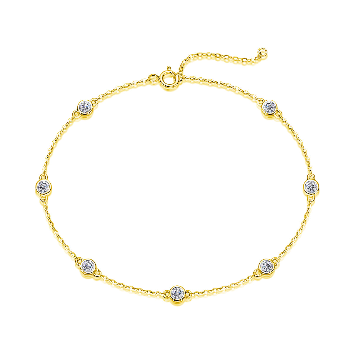 Dynamic Bubble Moissanite Bracelet: Light Luxury S925 Silver Electroplated Platinum Bezel-Set Station Bracelet