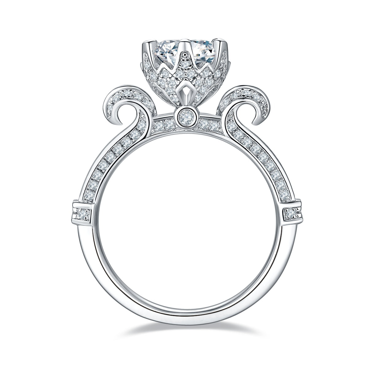 1-carat Luxury Silver Ring Set With Top-quality Moissanite D Color VVS , S925 Silver Plated Platinum