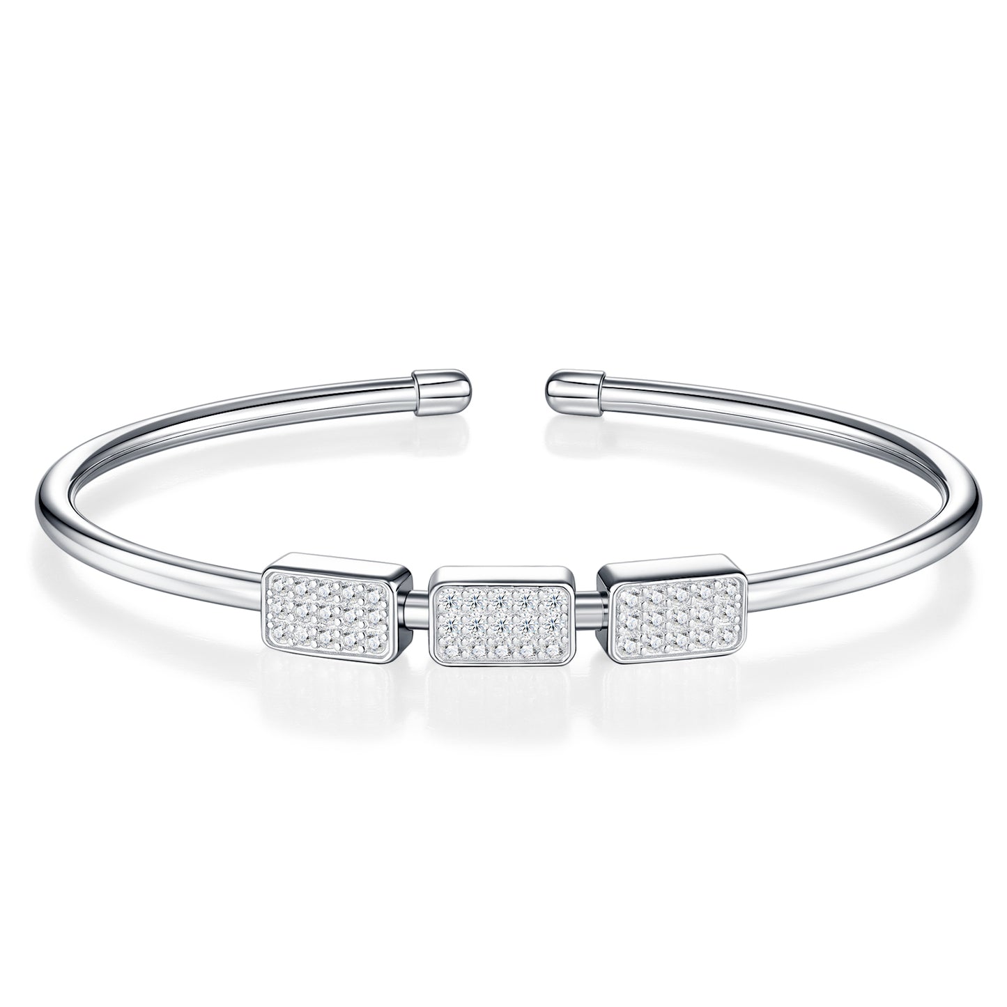 Luxury Silver Bracelet Featuring Top-quality Moissanite, Made Of S925 Silver Electroplated With Platinum.