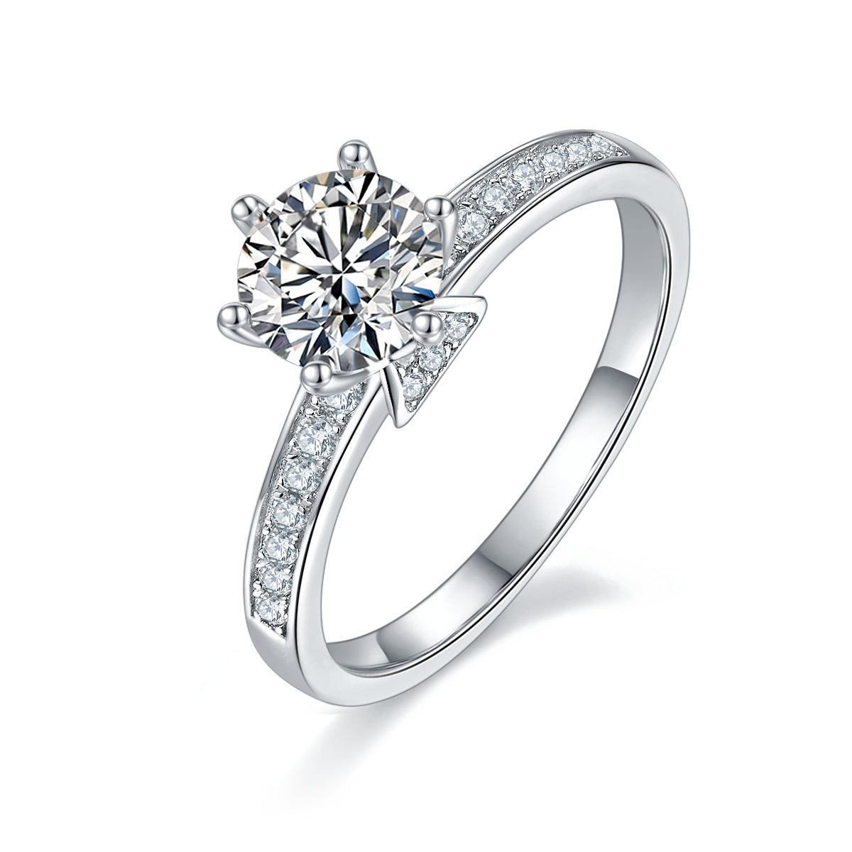 1-carat Luxury Silver Ring Set With Top-quality Moissanite, S925 Silver Plated Platinum